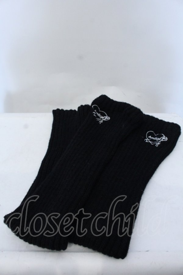 画像1: Amilige / 刺繍入りルーズレッグウォーマー  ブラック O-25-05-11-007-PU-ZA-OW-OS (1)