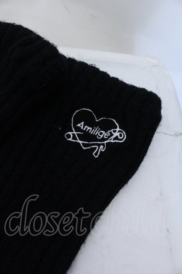画像2: Amilige / 刺繍入りルーズレッグウォーマー  ブラック O-25-05-11-007-PU-ZA-OW-OS (2)
