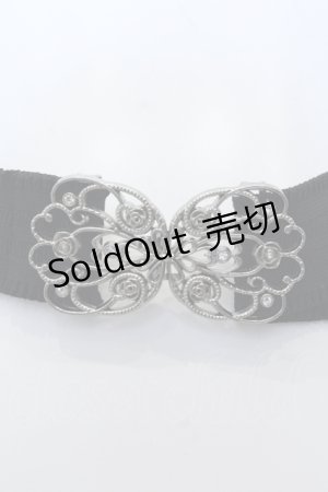 画像: axes femme / 立体薔薇ゴムベルト  クロ×シルバー O-25-05-11-003-AX-ZA-IG-ZT169