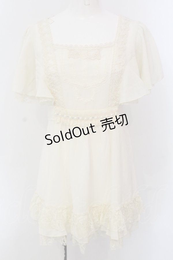 画像1: axes femme / ラッフルスリーブレース配色チュニック  アイボリー O-25-05-12-040-AX-TO-IG-OS (1)