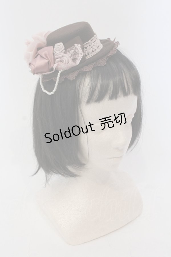 画像1: axes femme / フラワーミニハット  ブラウン O-25-05-12-005-AX-ZA-IG-OS (1)