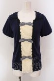 画像1: axes femme / レースタックリボンパフトップス M ネイビー×アイボリー O-25-05-12-050-AX-TO-IG-OS (1)