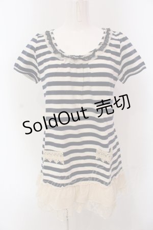 画像: axes femme / バックティアードボーダーチュニック M アイボリー×ネイビー O-25-05-12-051-AX-TO-IG-OS