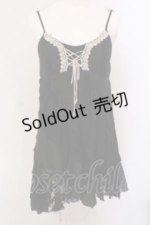 画像: axes femme / 異素材キャミソールチュニック M クロ O-25-05-12-052-AX-TO-IG-OS
