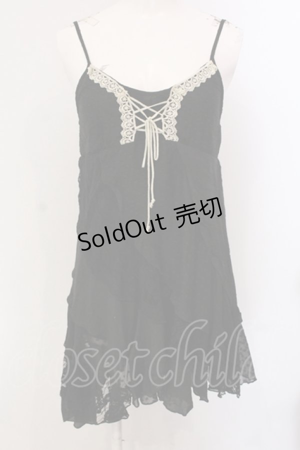 画像1: axes femme / 異素材キャミソールチュニック M クロ O-25-05-12-052-AX-TO-IG-OS (1)