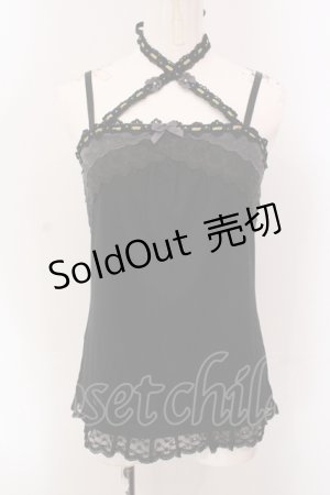 画像: axes femme / リボンつきストラップキャミ M クロ O-25-05-12-055-AX-TO-IG-OS