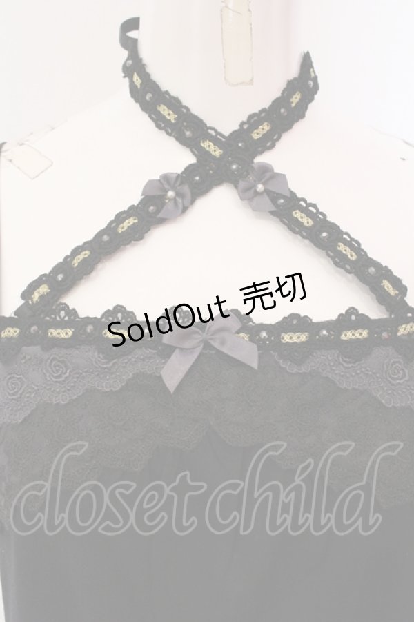 画像2: axes femme / リボンつきストラップキャミ M クロ O-25-05-12-055-AX-TO-IG-OS (2)