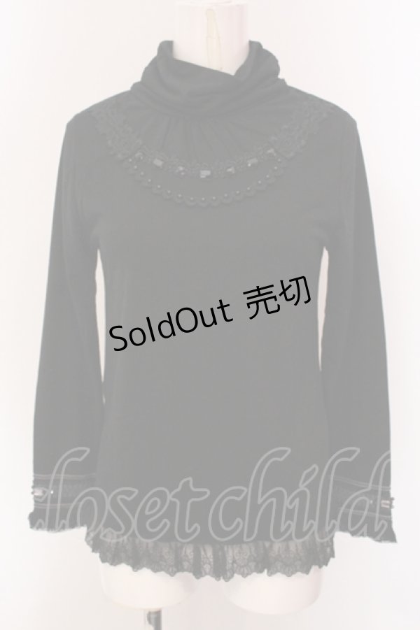 画像1: axes femme / ストーン配色ハイネックインナーカットソー M クロ O-25-05-12-058-AX-TO-IG-OS (1)