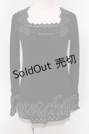 画像: axes femme / ローズモチーフレースカットソー  クロ O-25-05-12-060-AX-TO-IG-OS