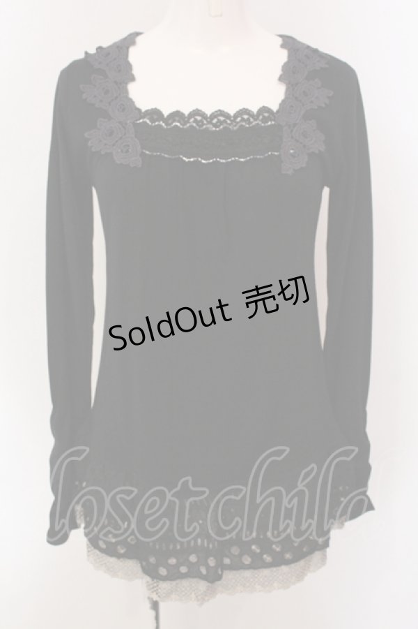 画像1: axes femme / ローズモチーフレースカットソー  クロ O-25-05-12-060-AX-TO-IG-OS (1)