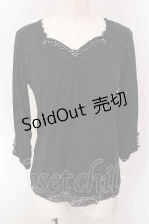 画像: axes femme / 7部袖カットソー  クロ O-25-05-12-063-AX-TO-IG-OS