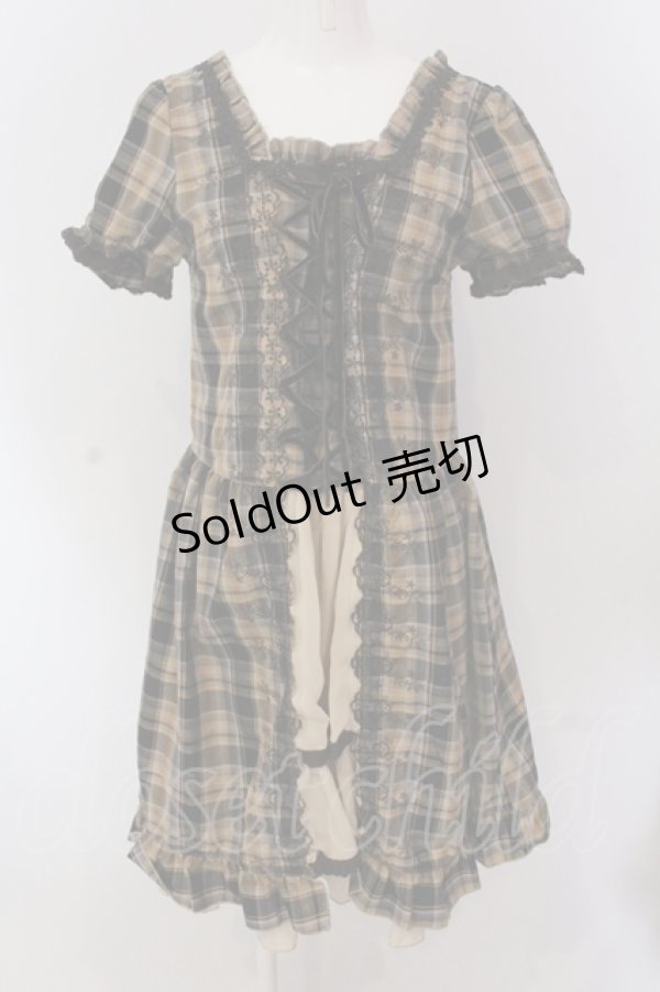 画像1: axes femme / スカラップ刺繍レースアップワンピース  ブラウン O-25-05-12-073-AX-OP-IG-OS (1)
