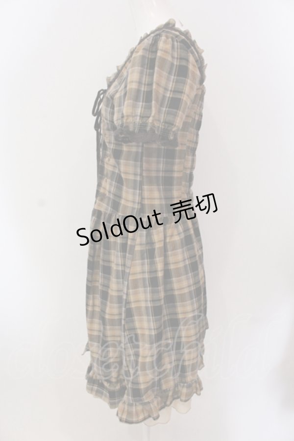 画像3: axes femme / スカラップ刺繍レースアップワンピース  ブラウン O-25-05-12-073-AX-OP-IG-OS (3)