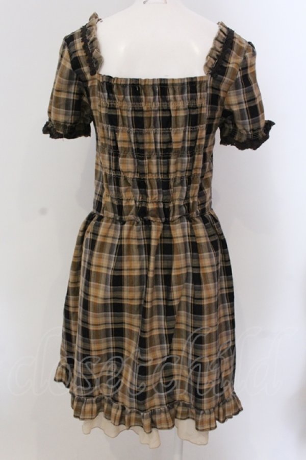 画像4: axes femme / スカラップ刺繍レースアップワンピース  ブラウン O-25-05-12-073-AX-OP-IG-OS (4)