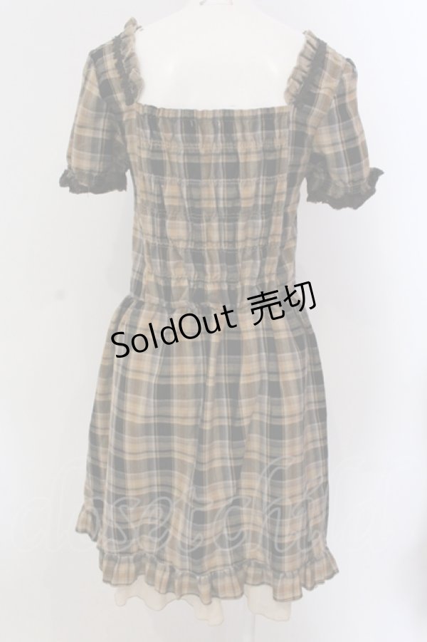 画像4: axes femme / スカラップ刺繍レースアップワンピース  ブラウン O-25-05-12-073-AX-OP-IG-OS (4)