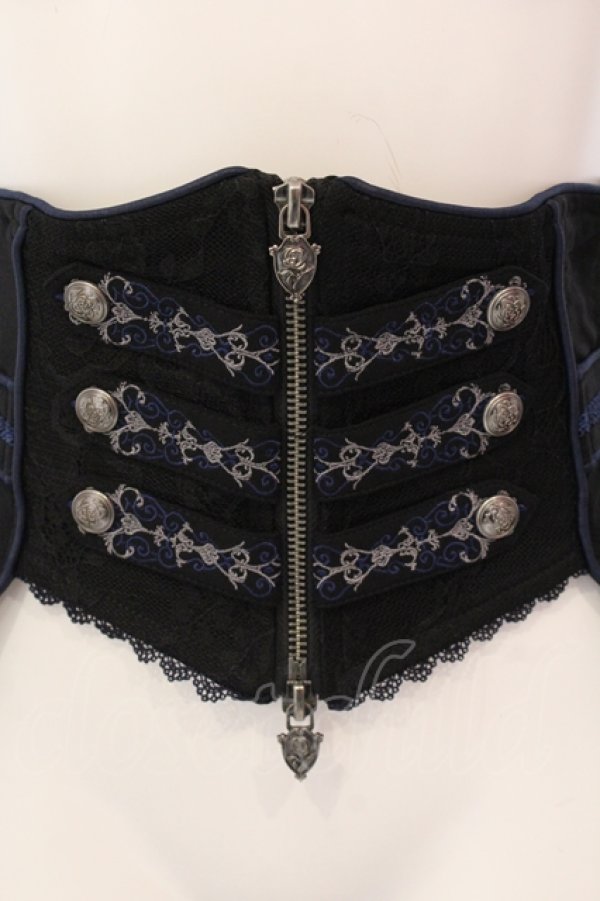 画像2: OZZ ANGELO / Capricious Kitty Corset　コルセット  ブラック×ネイビー O-25-05-12-076-OO-TO-OW-OS (2)