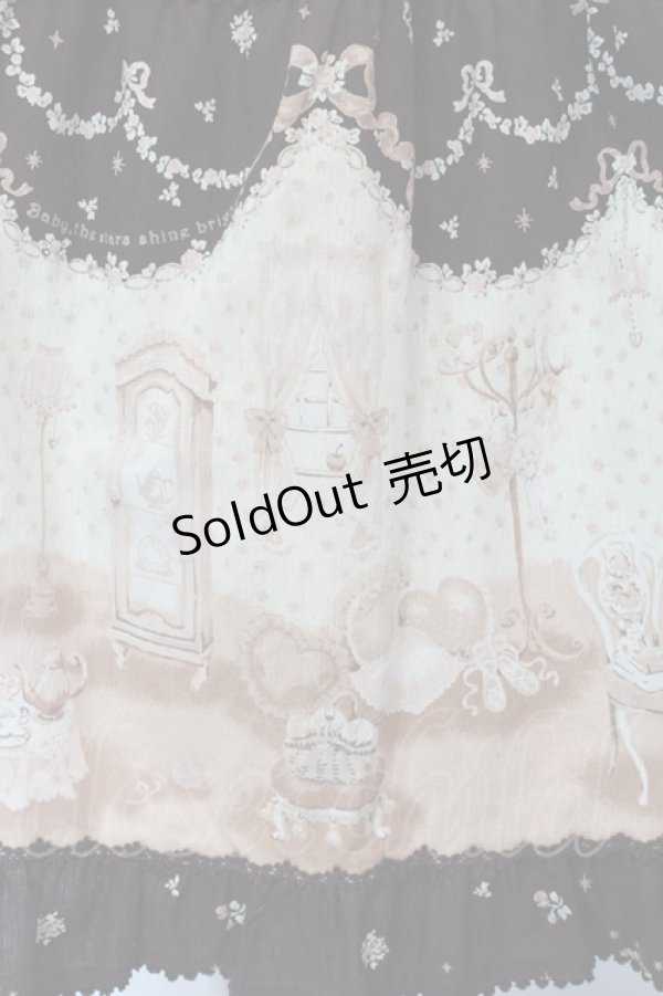 画像3: BABY,THE STARS SHINE BRIGHT / Lovely Sweet Room柄ベビードールジャンパースカート  ブラウン O-25-05-12-015-BA-OP-IG-OS (3)