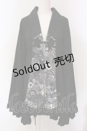 画像: Qutie Frash / 2024年プレミアム-朧月-着物カーデ  ブラック O-25-05-13-030-QU-TO-OW-ZT177