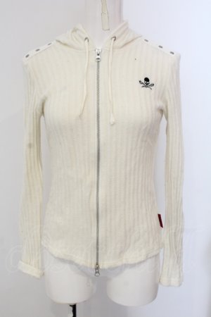 画像: Ozz On / スカル刺繍ニットZIPパーカー  オフホワイト O-25-05-13-057-OO-TO-OW-OS