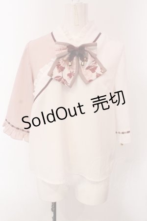画像: Amavel / おもひでの玩具箱 和風ブラウス  ピンク×シロ O-25-05-13-083-CA-BL-IG-OS