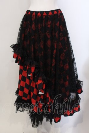 画像: Qutie Frash / 蜘蛛メッシュロングスカート  ブラック×レッド O-25-05-13-008-QU-SK-OW-OS