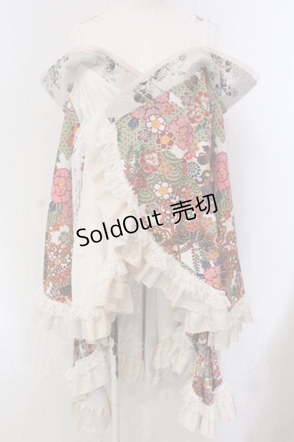 画像1: Qutie Frash / オフショル着物カーデ  ホワイト×レッド O-25-05-13-010-QU-TO-OW-OS (1)