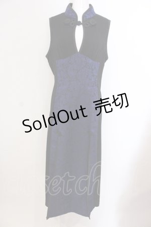 画像: Qutie Frash / チャイナロングワンピ  ブルー O-25-05-13-009-QU-OP-OW-OS