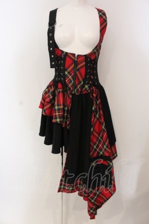 画像: Qutie Frash / タータンチェックコルセットベスト  レッド O-25-05-13-022-QU-JA-OW-OS