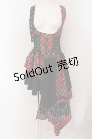 画像: Qutie Frash / タータンチェックコルセットベスト  レッド O-25-05-13-022-QU-JA-OW-OS