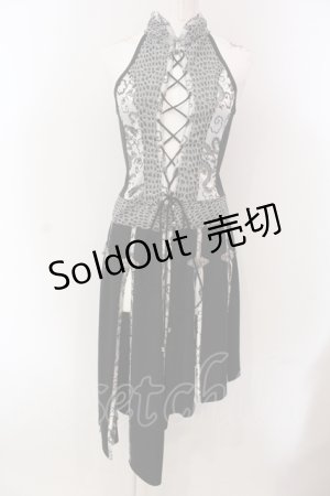 画像: Qutie Frash / スリットロングベスト  ブラック×シルバー O-25-05-13-026-QU-OP-OW-OS