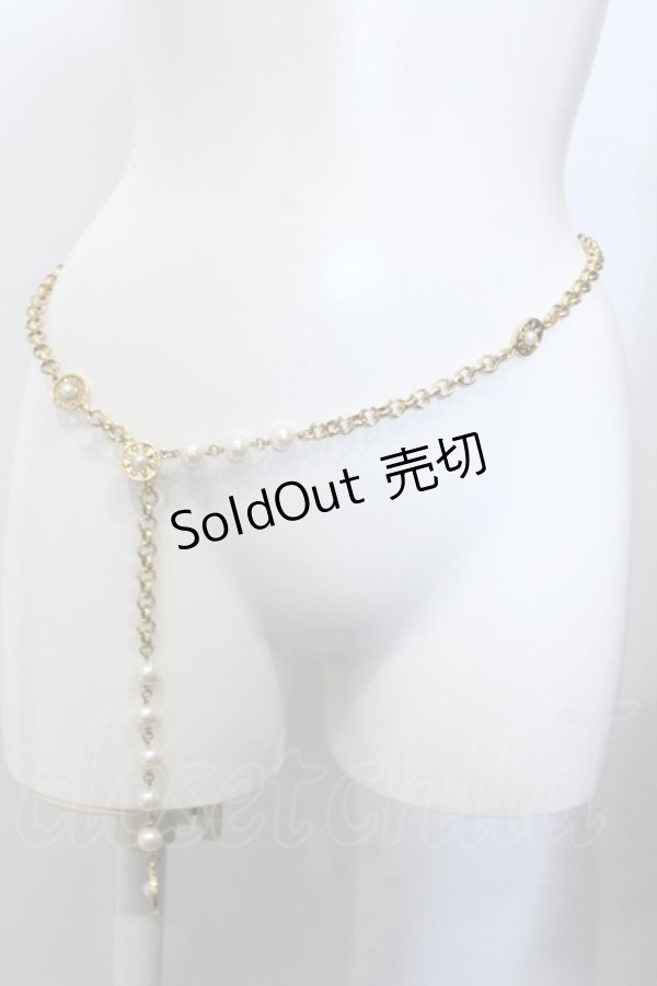 画像1: INGEBORG / ロゴサークルパールチェーンベルト  ゴールド O-25-05-14-058-LO-ZA-IG-OS (1)