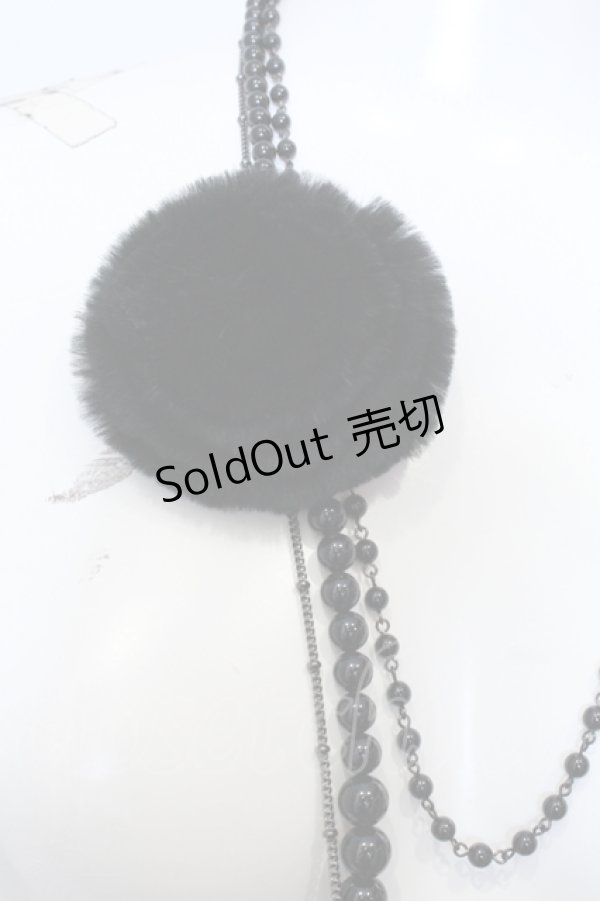 画像1: INGEBORG / ラウンドファー多連ネックレス  クロ O-25-05-14-059-LO-AC-OW-ZT012 (1)