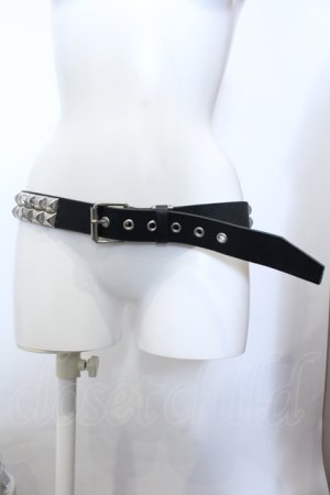 画像: ROMANTIC NEUROSIS / ２連 角ピラミッド鋲 ベルト  ブラック O-25-05-14-065-PU-ZA-OW-OS