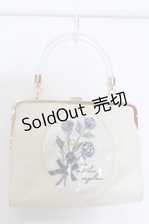 画像: an another angelus / ローズ刺繍クリアハンドルバッグ  アイボリー×ブルー系 O-25-05-14-004-CA-BL-IG-OS
