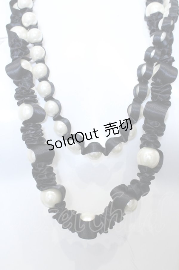 画像1: INGEBORG / パールネックレスサテンリボン  クロ O-25-05-14-035-LO-AC-IG-ZT006 (1)