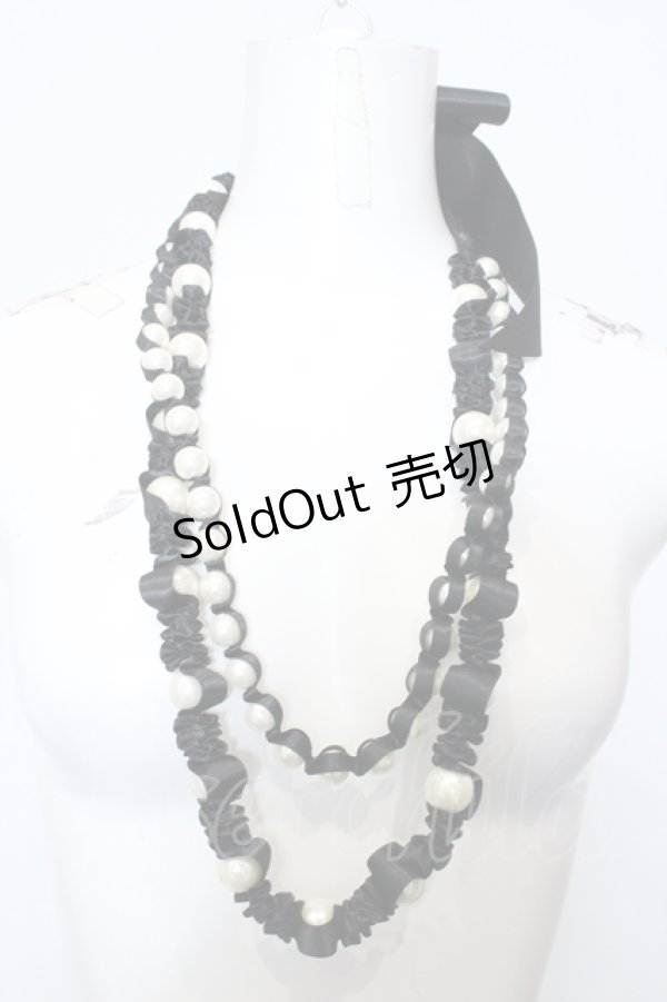 画像2: INGEBORG / パールネックレスサテンリボン  クロ O-25-05-14-035-LO-AC-IG-ZT006 (2)