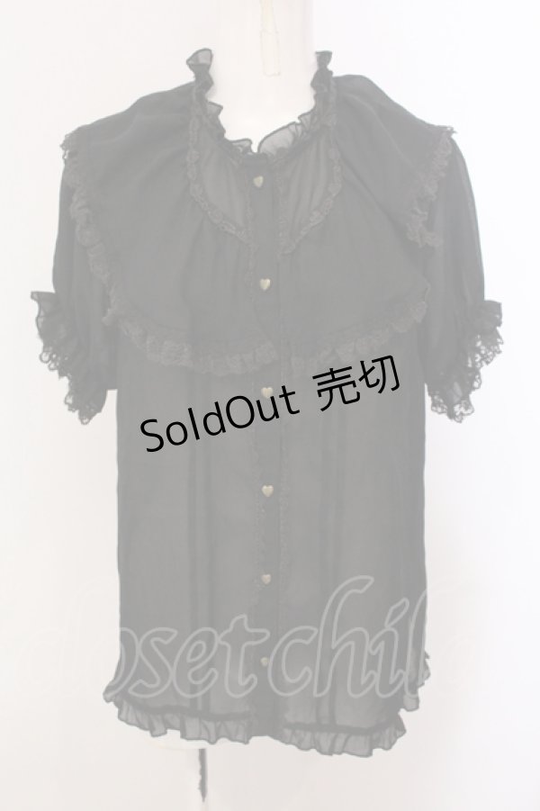 画像1: axes femme / ビッグフリルフェミニンブラウス M クロ O-25-05-15-028-AX-BL-IG-OS (1)