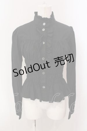 画像: ATELIER PIERROT / ノーカラーシャーリングブラウス  ブラック O-25-05-15-033-EL-BL-IG-OS