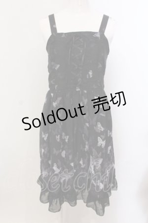 画像: axes femme / 蝶柄レースアップチュニックワンピース M クロ O-25-05-15-035-AX-OP-IG-OS