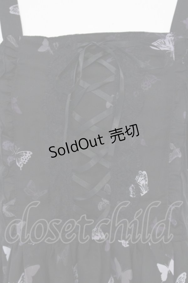 画像2: axes femme / 蝶柄レースアップチュニックワンピース M クロ O-25-05-15-035-AX-OP-IG-OS (2)
