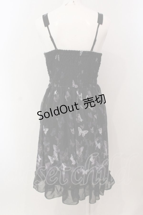 画像3: axes femme / 蝶柄レースアップチュニックワンピース M クロ O-25-05-15-035-AX-OP-IG-OS (3)