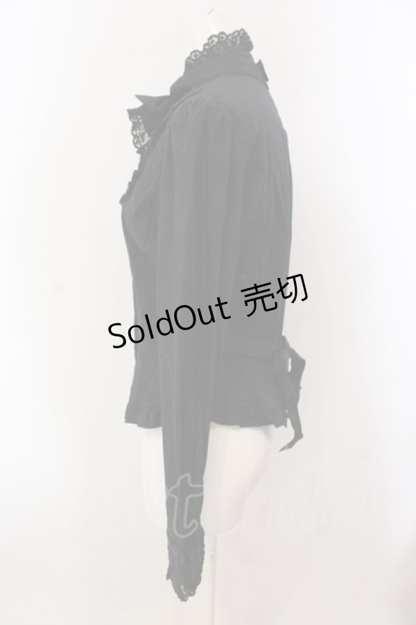 画像3: Innocent World / スタンドカラーローズヨークブラウス L クロ O-25-05-15-036-IW-BL-IG-OS (3)