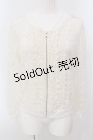 画像: axes femme / チュール刺繍シースルージャケット M アイボリー O-25-05-15-043-AX-TO-IG-OS