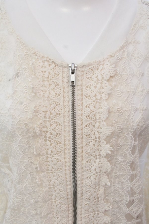画像2: axes femme / チュール刺繍シースルージャケット M アイボリー O-25-05-15-043-AX-TO-IG-OS (2)