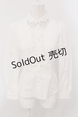 画像: Secret Honey / 襟ビジュ-ブラウス  シロ O-25-05-15-052-CA-BL-OW-OS