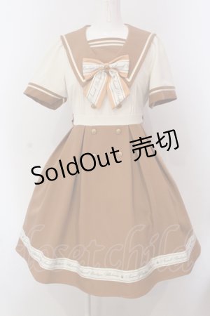 画像: Amavel / Message Ribbonセーラーワンピース F アイボリー×ベージュ O-25-05-15-007-CA-OP-OW-OS