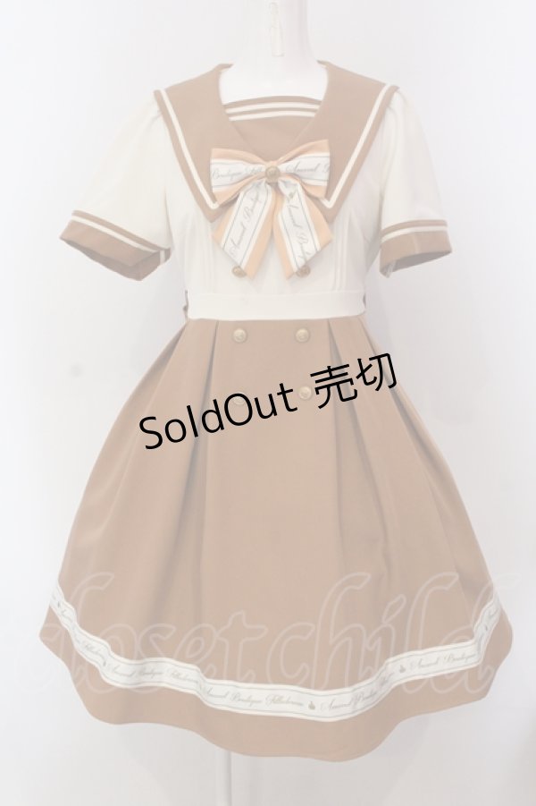 画像1: Amavel / Message Ribbonセーラーワンピース F アイボリー×ベージュ O-25-05-15-007-CA-OP-OW-OS (1)