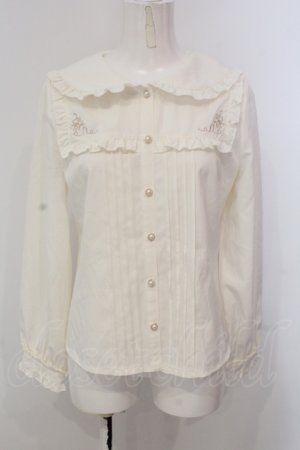 画像: axes femme POETIQUE / ウサギ刺繍ブラウス M キナリ O-25-05-15-062-AX-BL-OW-OS