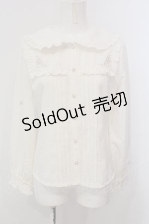 画像: axes femme POETIQUE / ウサギ刺繍ブラウス M キナリ O-25-05-15-062-AX-BL-OW-OS