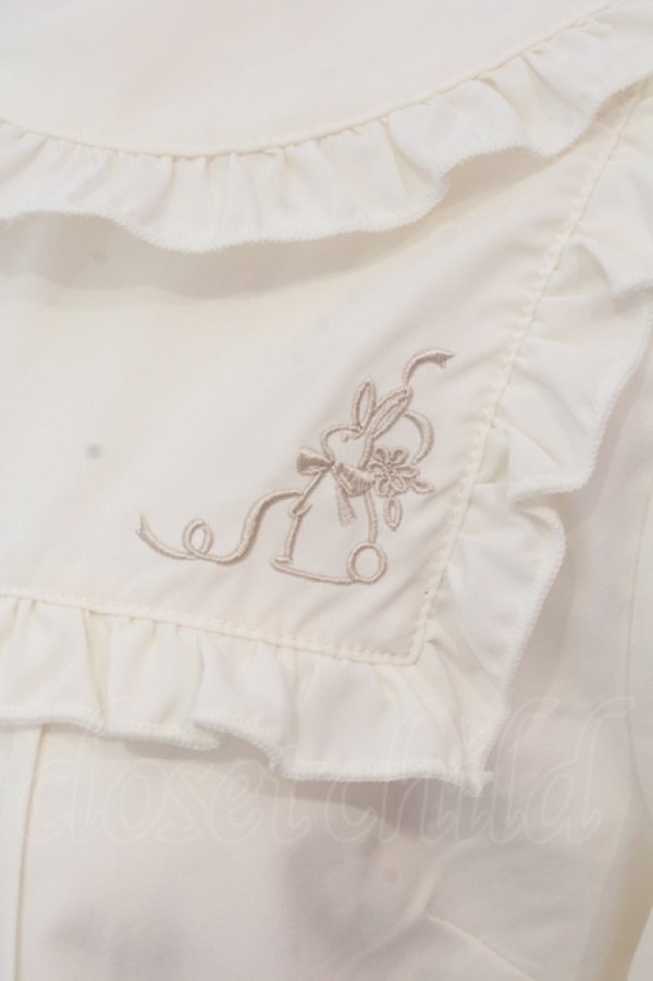 画像2: axes femme POETIQUE / ウサギ刺繍ブラウス M キナリ O-25-05-15-062-AX-BL-OW-OS (2)